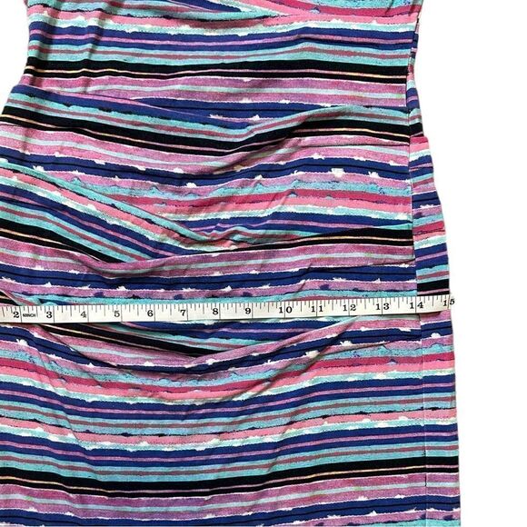 Nicole Miller Collection Wren Jungle Multicolored Striped Tuck Dress Size Small - Picture 13 of 16